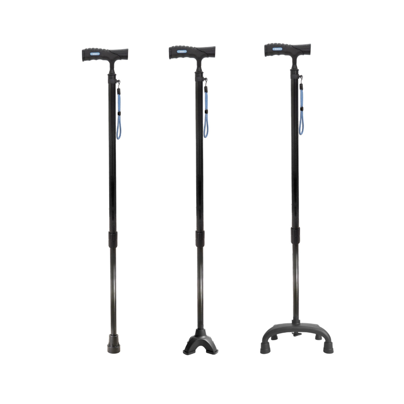 High quality ultra lightweight detachable carbon fiber cane with 3 exchangeable bases.