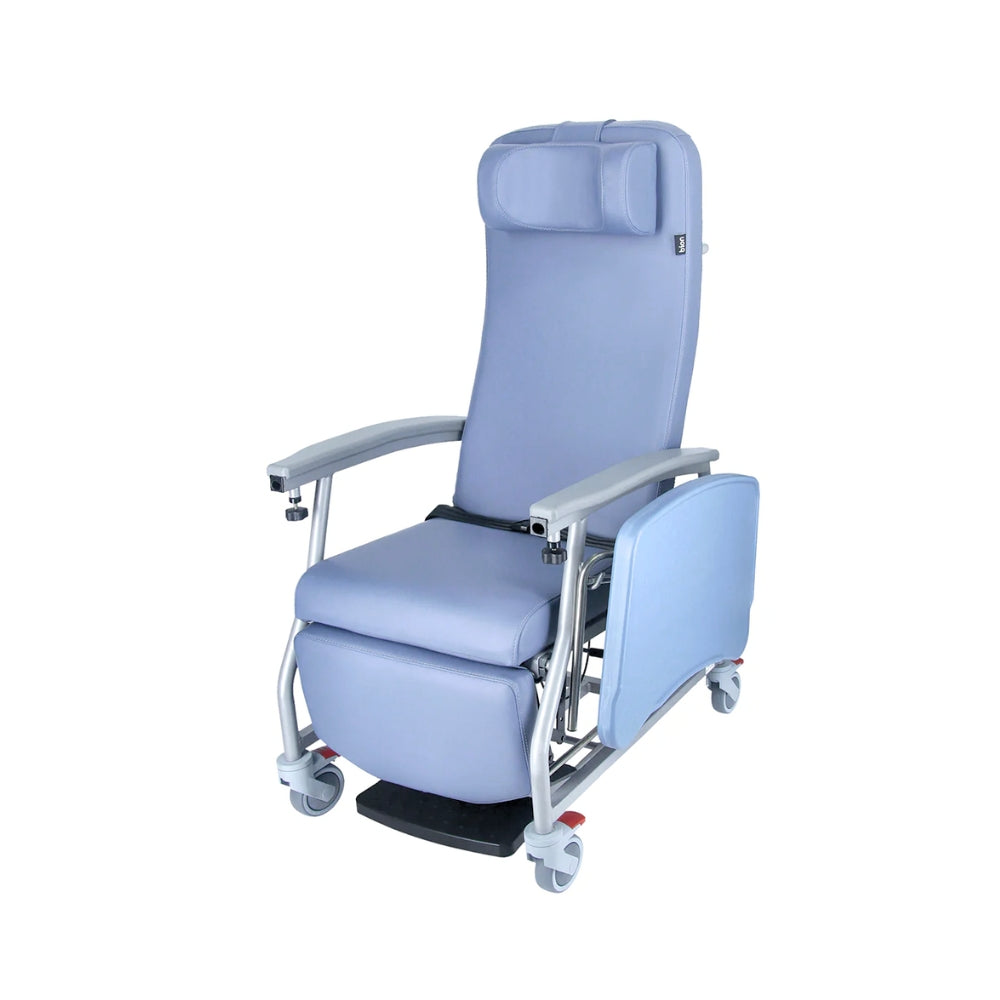 Geriatric Homecare Recliner tilt in space chair with wheels on a white background