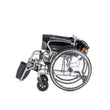 Bion Postur Wheelchair S300 with orange accents, featuring a contoured seat, curved seating, flip-up armrests, and detachable footrests. Folded.