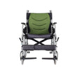Singapore heavy duty wheelchair supports users up to 130 kg with green seat cover on a white background front