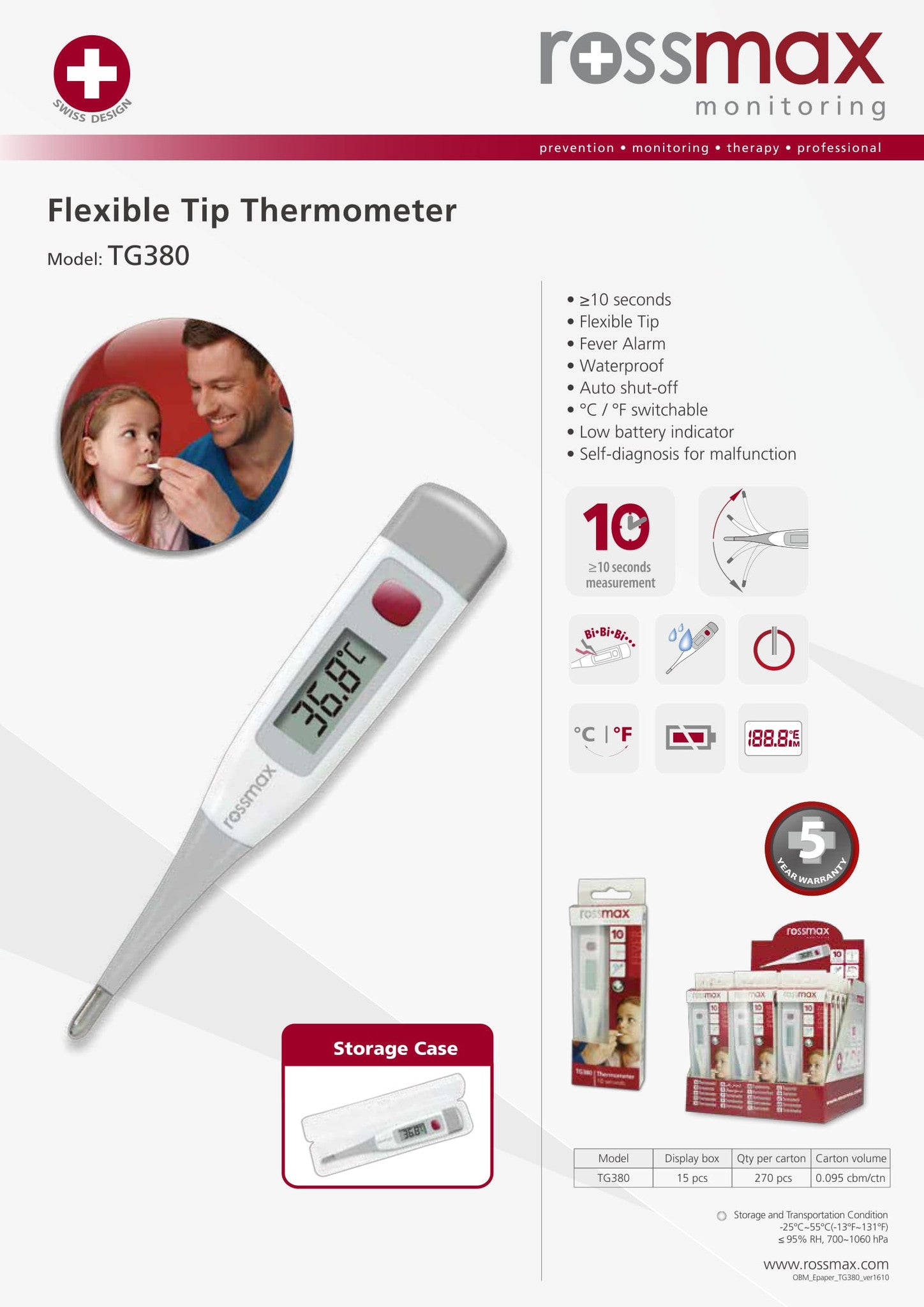 Oral Thermometer Specifications Sheets